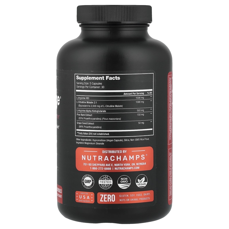 NutraChamps, Nitric Charge, 150 веганских капсул (Товар снят с продажи) 