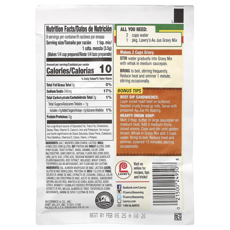 Lawry's, Au Jus, смесь для соусов, 28 г (1 унция) (Товар снят с продажи) 