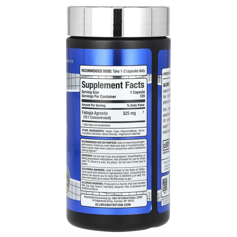 ALLMAX, Essentials, фадогия, 325 мг, 120 капсул