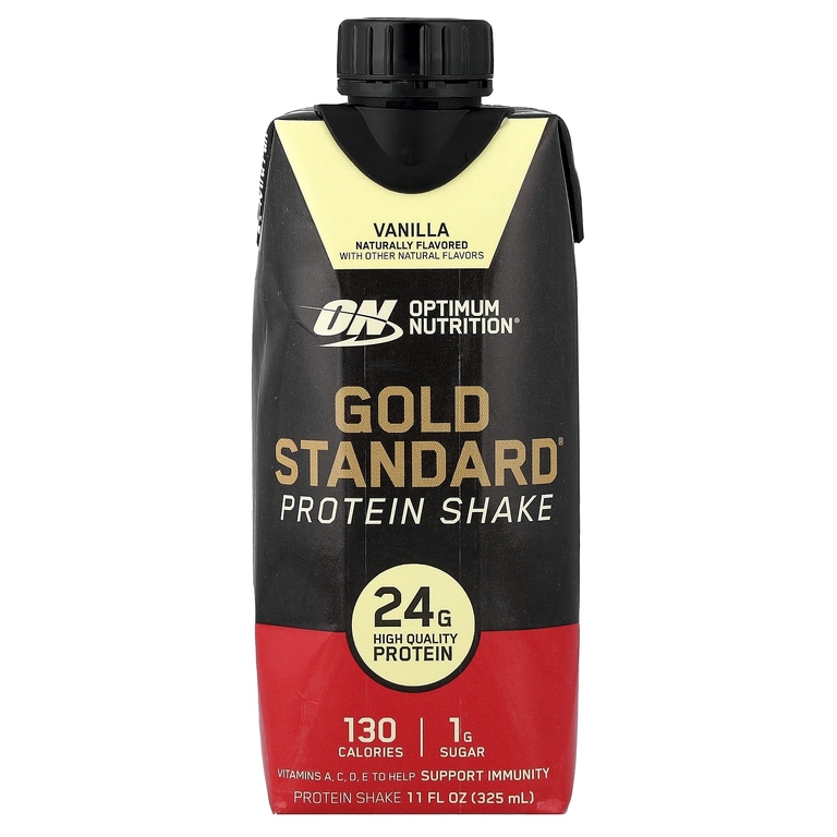 Optimum Nutrition, протеиновый коктейль Gold Standard, со вкусом ванили, 4 упаковки по 325 мл (11 жидк. унций)