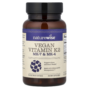 NatureWise, веганский витамин K2, MK-7 и MK-4, 90 вегетарианских капсул