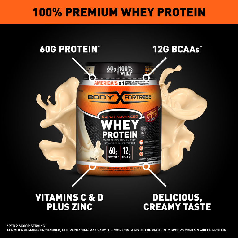 Body Fortress, Super Advanced Whey Protein, улучшенный сывороточный протеин, со вкусом ванили, 792 г (1,74 фунта)