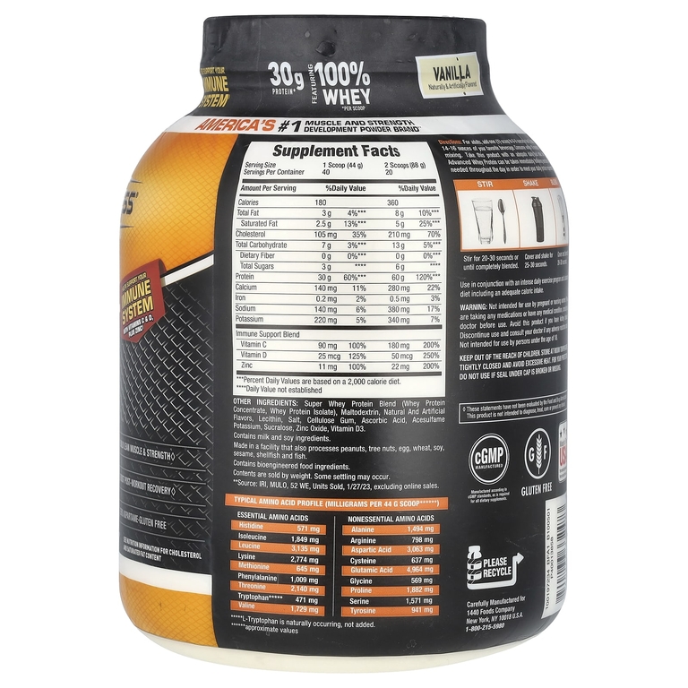 Body Fortress, Super Advanced Whey Protein, улучшенный сывороточный протеин, со вкусом ванили, 1769 г (3,9 фунта) (Товар снят с продажи) 