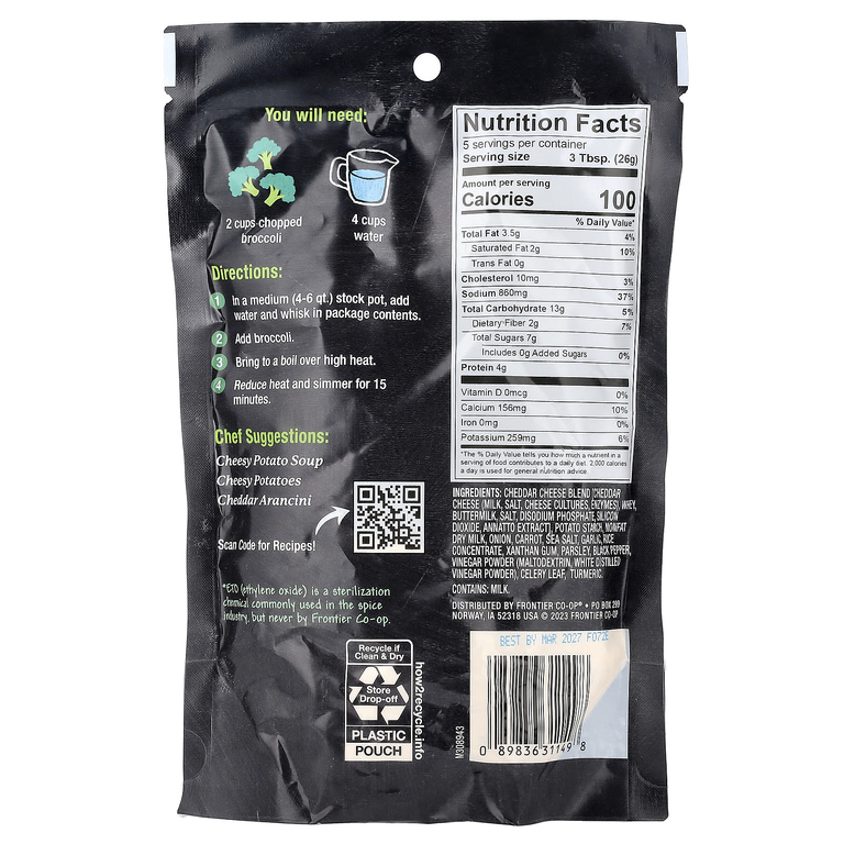 Frontier Co-op, смесь для супа с брокколи и чеддером, 130 г (4,59 унции)