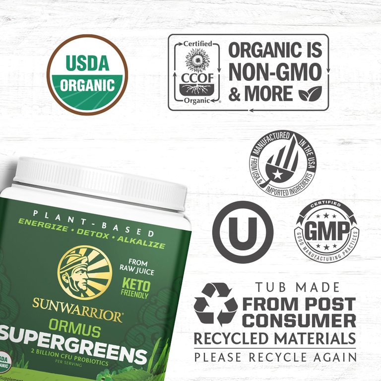 Sunwarrior, Ormus Supergreens, суперзелень, с мятой, 225 г (7,9 унции)