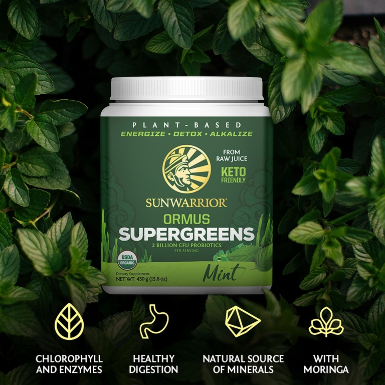 Sunwarrior, Ormus Supergreens, суперзелень, с мятой, 225 г (7,9 унции)