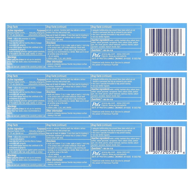 Crest, Pro-Health, зубная паста с фторидом, чистая мята, 3 тюбика по 121 г (4,3 унции)
