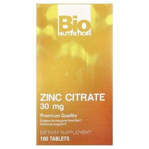 Bio Nutrition, цитрат цинка, 30 мг, 100 таблеток