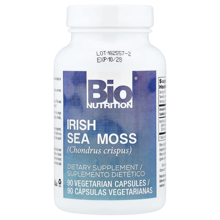 Bio Nutrition, ирландский морской мох, 90 вегетарианских капсул (750 мг в одной капсуле)