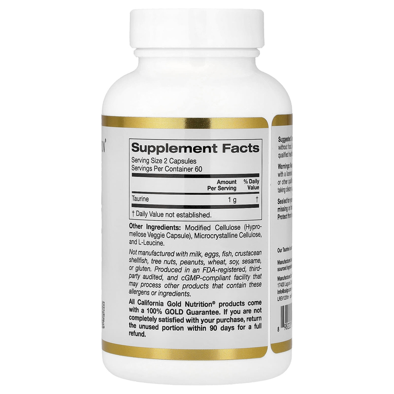 California Gold Nutrition, таурин, 120 растительных капсул (500 мг в 1 капсуле)