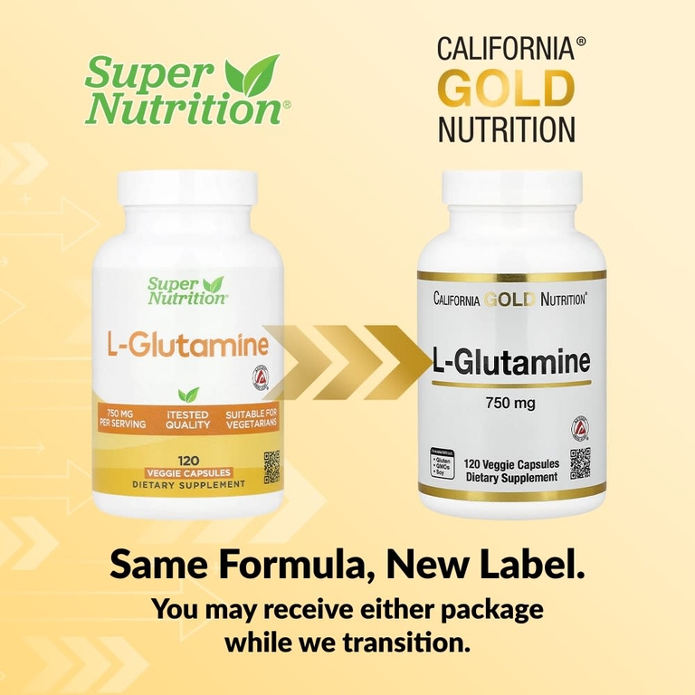 California Gold Nutrition, L-глютамин, 750 мг, 120 растительных капсул