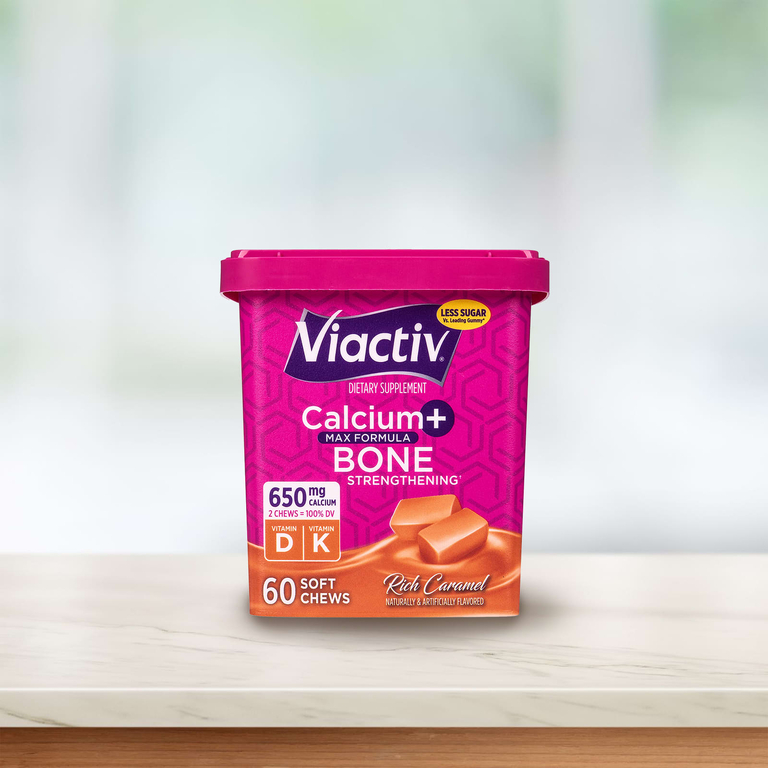 Viactiv, Calcium + Bone Strength, Max Formula, насыщенная карамель, 60 жевательных таблеток
