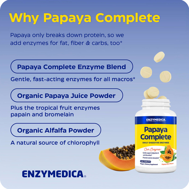 Enzymedica, Papaya Complete, папайя и мята, 240 таблеток