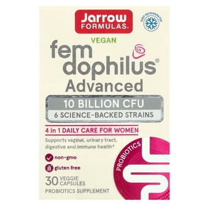 Jarrow Formulas, Vegan Fem Dophilus Advanced, 10 млрд КОЕ (104 мг), 30 растительных капсул