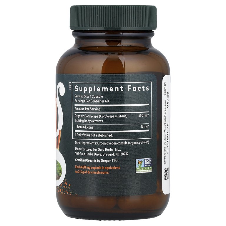 Gaia Herbs, Active Lifestyle, гриб кордицепс, 40 растительных капсул