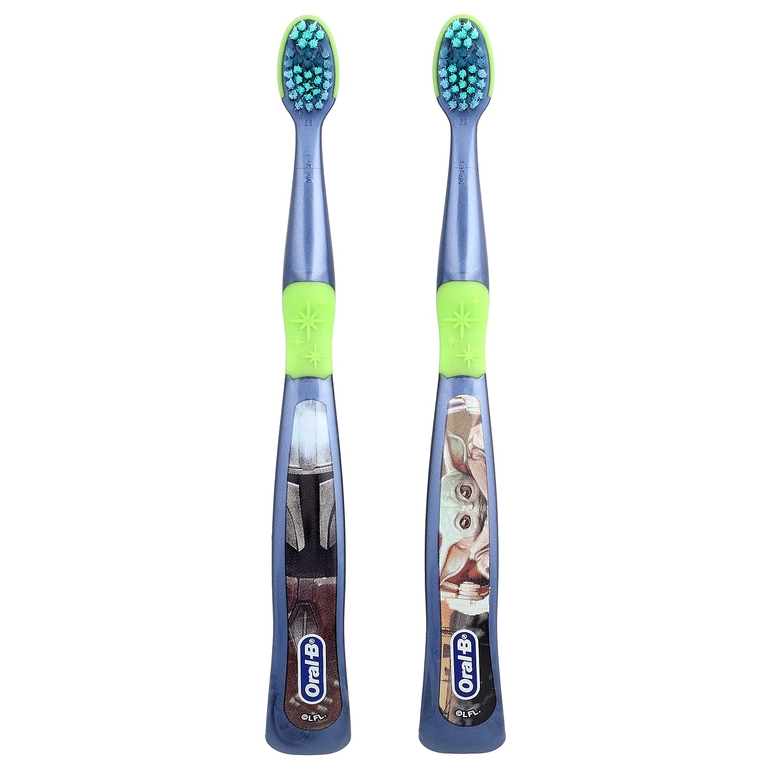 Oral-B, зубные щетки, extra мягкие для детей от 3 лет, Star Wars™ для детей от 18 лет, The Mandalorian, 2 зубные щетки (Товар снят с продажи) 