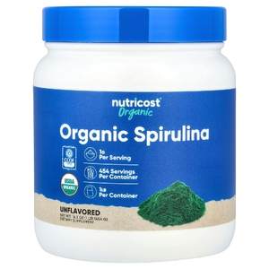 Nutricost, органическая спирулина, без добавок, 454 г (16,2 унции)