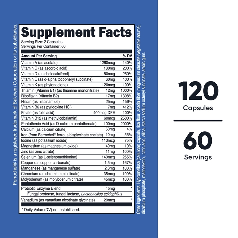 Nutricost, мультивитамины, пробиотики, 22 витамина и минерала, 120 капсул