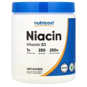 Nutricost, ниацин, без добавок, 250 г (8,9 унции)