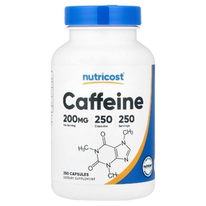 Nutricost, Кофеин, 200 мг, 250 капсул