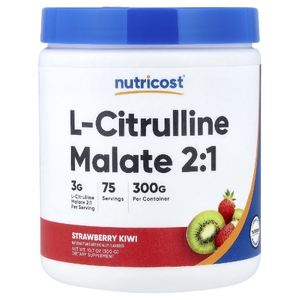 Nutricost, L-цитруллин малат 2:1, клубника и киви, 300 г (10,7 унции)