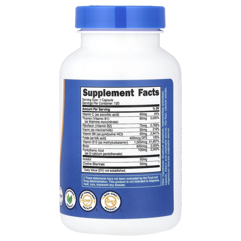 Nutricost, комплекс витаминов группы B, 120 капсул