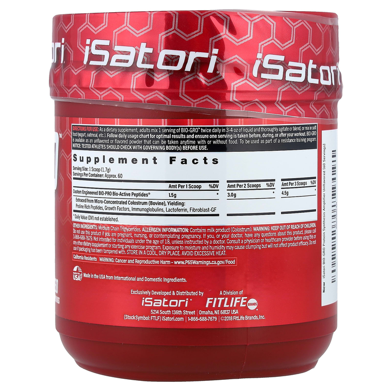 Isatori, Bio-Gro™ усилитель синтеза белка, без добавок, 101 г (3,6 унции)