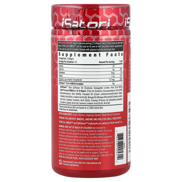Isatori, Ultra CLA и омега-3, 90 капсул