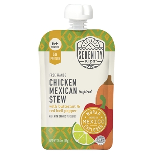 Serenity Kids, рагу по-мексикански с курицей, выращенной в естественных условиях, с мускатным орехом и красным болгарским перцем, для детей от 6 месяцев, 99 г (3,5 унции) (Товар снят с продажи) 