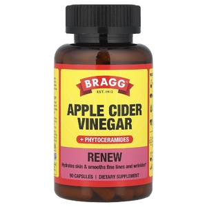 Bragg, Renew, яблочный уксус с фитокерамидами, 90 капсул