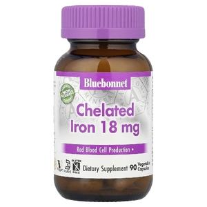 Bluebonnet Nutrition, железо в хелатной форме, 18 мг, 90 растительных капсул