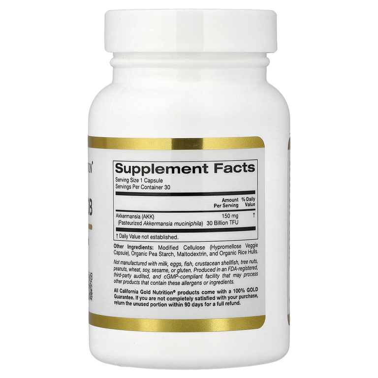 California Gold Nutrition, Akkermansia 30B, аккермансия, 30 вегетарианских капсул (150 мг в 1 капсуле)