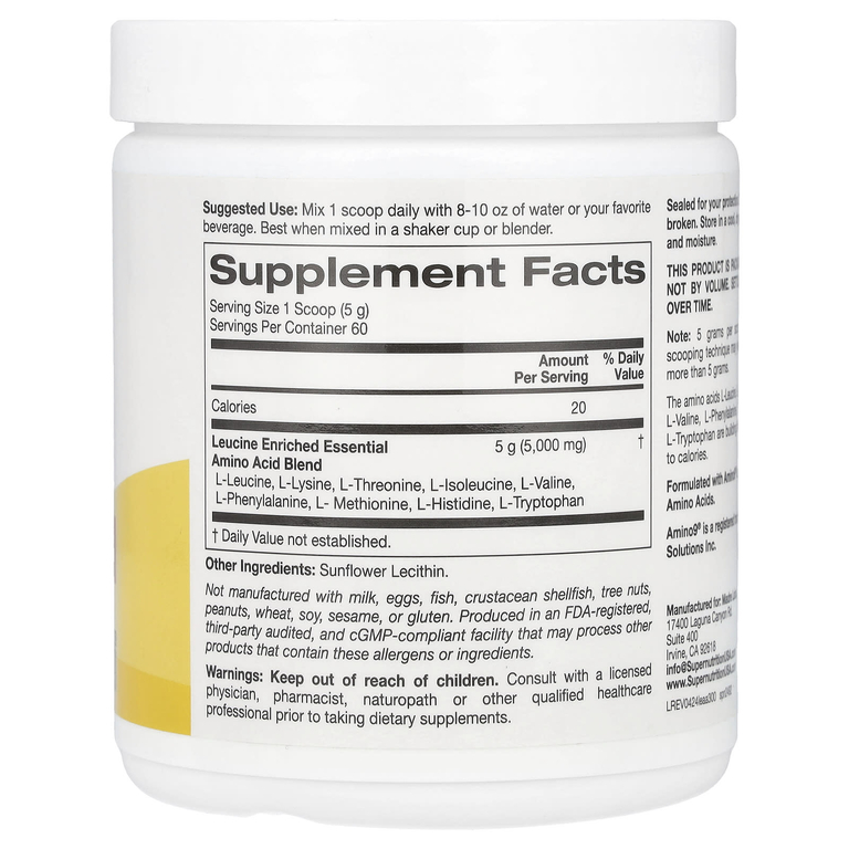 Super Nutrition, незаменимые аминокислоты, обогащённые лейцином, с L-лейцином, L-лизином, L-треонином и L-изолейцином, без ароматизаторов, 300 г (10,58 унции) (Товар снят с продажи) 