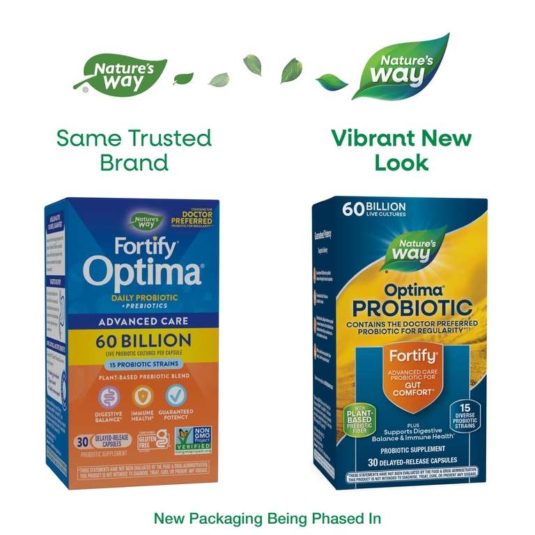 Nature's Way, Fortify®, пробиотик Optima®, 60 миллиардов КОЕ, 30 капсул с отсроченным высвобождением (Товар снят с продажи) 