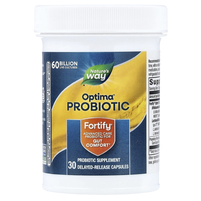 Nature's Way, Fortify®, пробиотик Optima®, 60 миллиардов КОЕ, 30 капсул с отсроченным высвобождением (Товар снят с продажи) 