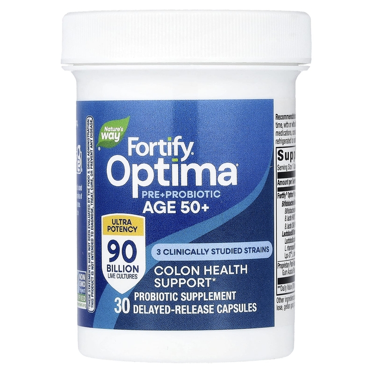 Nature's Way, пробиотик Optima®, Fortify® для людей старше 50 лет, 90 млрд КОЕ, 30 капсул с отсроченным высвобождением