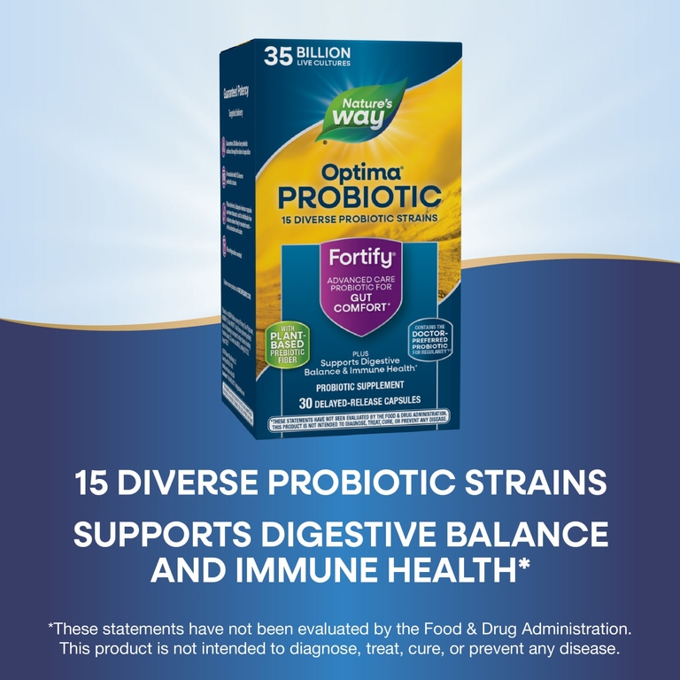 Nature's Way, Optima® Probiotic, Fortify®, для кишечника, 35 млрд, 30 капсул с отсроченным высвобождением