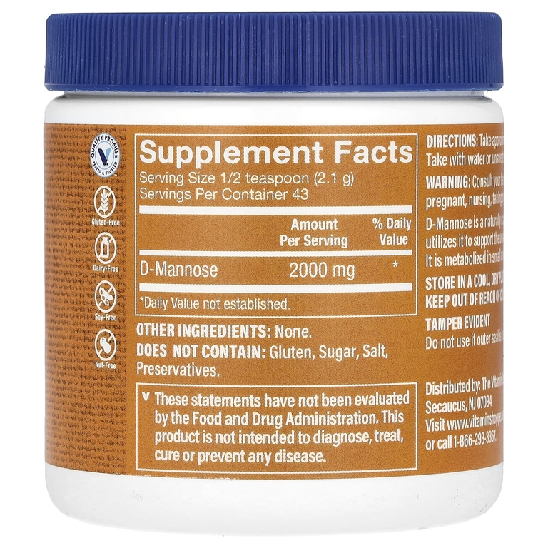 The Vitamin Shoppe, D-манноза в порошке, 90,3 г (3,2 унции)