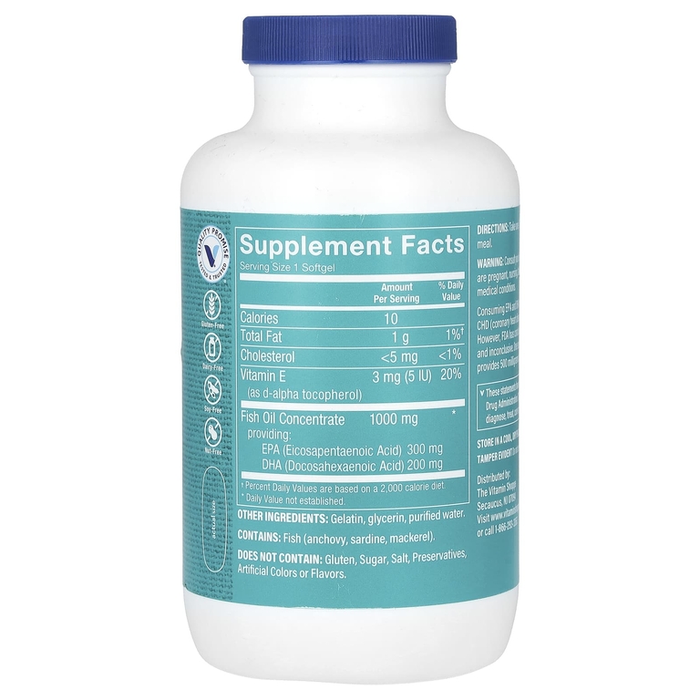 The Vitamin Shoppe, рыбий жир с омега-3, 240 мягких таблеток