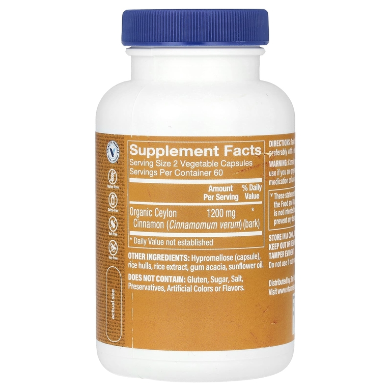 The Vitamin Shoppe, Цейлонская корица, 120 растительных капсул (600 мг на капсулу)