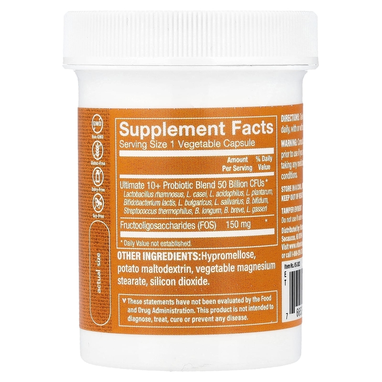 The Vitamin Shoppe, Ultimate 10+, пробиотики, 50 млрд КОЕ, 60 вегетарианских капсул