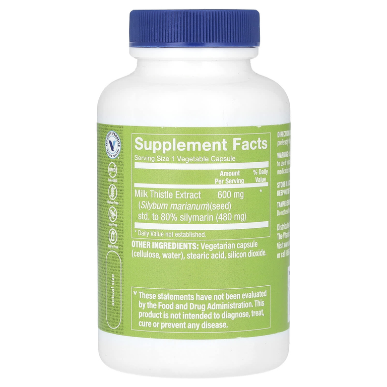 The Vitamin Shoppe, экстракт расторопши, 600 мг, 100 растительных капсул (Товар снят с продажи) 