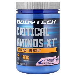BodyTech, Critical AminosX во время и после тренировок, лимонад с клубникой, 455 г (16 унций)