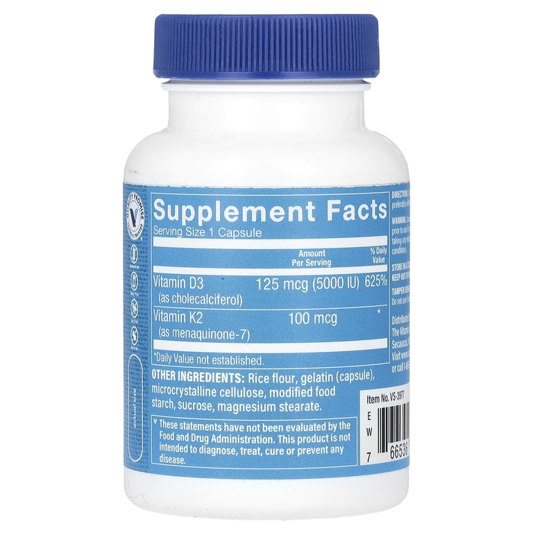 The Vitamin Shoppe, витамины D3 и К2, 60 капсул