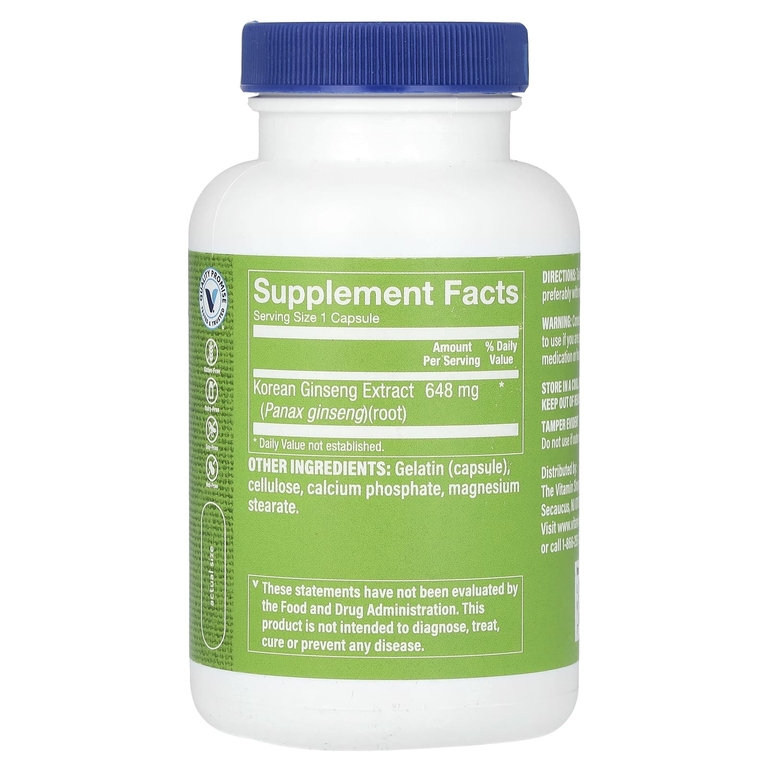 The Vitamin Shoppe, Корейский женьшень, 120 капсул (648 мг в каждой капсуле)