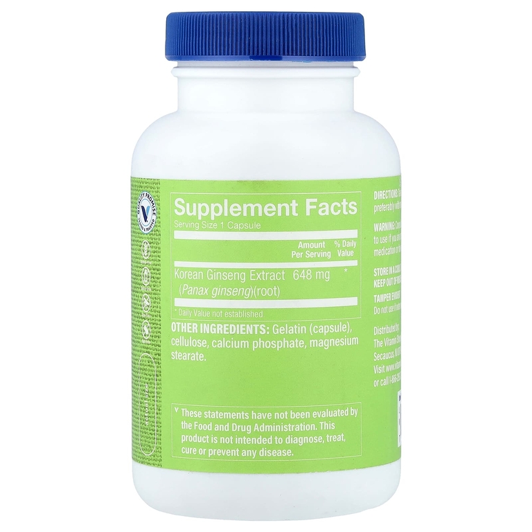The Vitamin Shoppe, Корейский женьшень, 120 капсул (648 мг в каждой капсуле)