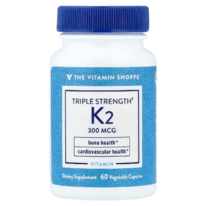 The Vitamin Shoppe, витамин K2, тройная сила, 300 мкг, 60 растительных капсул