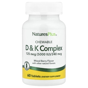 NaturesPlus, жевательный комплекс D и K, ягодное ассорти, 60 таблеток