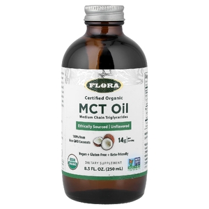 Flora, сертифицированное органическое масло MCT, без нейтральных вкусовых добавок, 250 мл (8,5 жидк. унции)