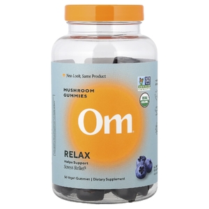 Om Mushrooms, Relax, грибные жевательные таблетки, со вкусом голубики, 56 веганских жевательных таблеток
